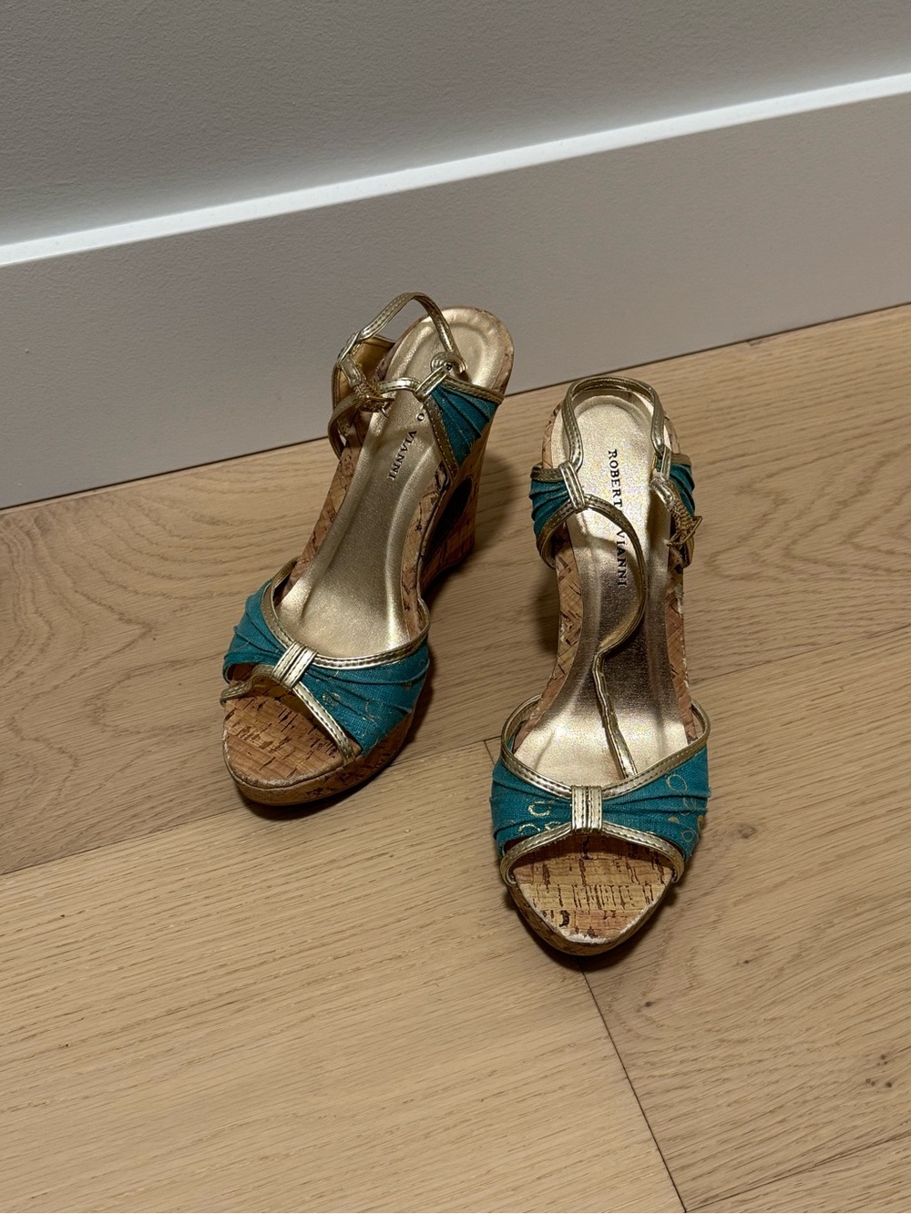 Roberto Vianni - Teal Platform Wedge Sandals